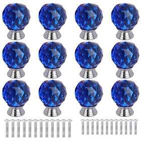 Anjuu 286789873591 12 Pcs 30mm Round Shape Crystal Glass Cabinet Knobs With Screws Drawer Knob Pull