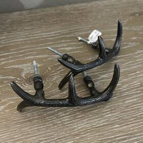 Ly04-21 Anthropologie 2 Drawer Pulls Antler Horn Handles Iron Deer Elk Cabinet Handle Grasp 3 Inch