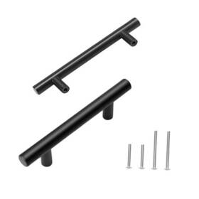 Ayl0001p2 Anyinl Pack Matte Black Cabinet Handles Stainless Steel Cupboard 5 Inch Hole Center 10