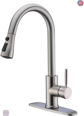 A1001-02-01bn  Aonecer Wewe Single Handle High Arc Brushed Nickel Pull Out Kitchen Faucet Level