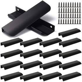 Apacali 613965477932 15pcs Back Mount Finger Edge Pull Black 4.7 Inch Aluminum Hidden Drawer Kitch