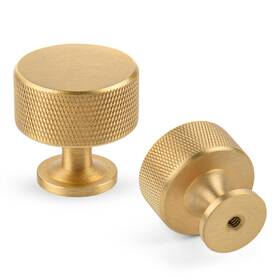 Aqkkny 753839992632 Kitchen Cabinet Knobs 2 Pack Brushed Gold 1.1 Inch 27mm Solid Brass Drawer