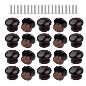 Zrui0006 Arkloid 20 Pcs Shape Unfinished Wooden Drawer Cabinet Knobs With Screws Brown 33 24mm