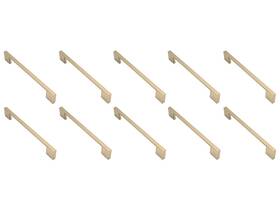 Asidrama 10pc Cabinet Handles Brass 10 Pack 6.3in Hole Centers With Screws Brushed