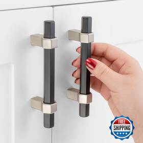 B0bn2t6256 Askano 5 Pack 3 Inch Hole Centers Black And Nickel Cabinet Pulls Matte An