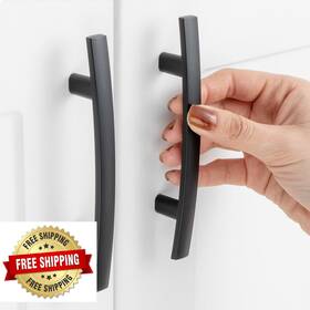 B0cgj21jq9 Askano 30-pack 3 Inch Hole Curved Matte Black Cabinet Pull Handles Drawer