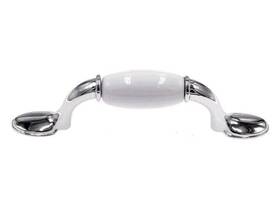 26169 Atlas Homewares New 5 Pack Cabinet Pull Handles Flared 3 Inch Hole Centers White Porcelain And Chrome