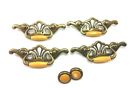 B1397 Continental Solid Brass And Wood Drawer Pulls Long Knobs Total