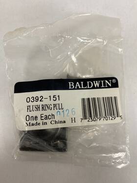 0392151 Baldwin 1-1/4 Inch X 1-1/2 Flush Cabinet Pull - Antique Nickel
