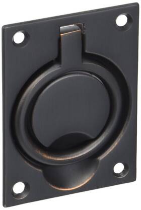 0395112 Baldwin Flush Ring Pull Aged Bronze