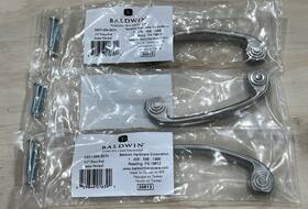 4437-150-bin Baldwin 4437-150 Deco Cabinet Pull Handle 3.5 Inch Ctc Satin Nickel Lot Of 3 Nos