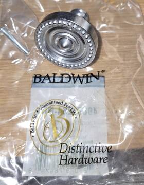 4986-264-bin Baldwin 723079766799 Lot 10 Brass Cabinet Knob Drawer Pull 1 5/8 Inch Satin Chrome