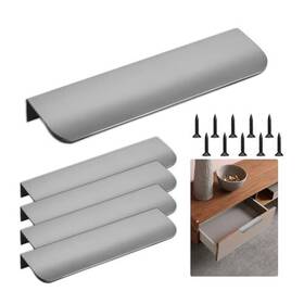 Bangboom 635405415274 5 Pack 4.7 Inch Length Flat Edge Finger Pulls For Cabinets Aluminium Alloy Hidden