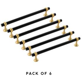 Belwith Keeler 748432155676 Ostia 7-9/16 Inch Cabinet Pulls Black And Brushed Gold - Pack Of 6