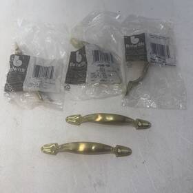 P506-sb Belwith Lot Of 5 Satin Brass 3 Inch Cc Arch Cabinet Handle Pull Nos