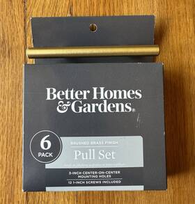 Better Homes & Gardens 035061948114 New And Garden 6 Pack Brushed Brass Finish Pull Set Warm Tones