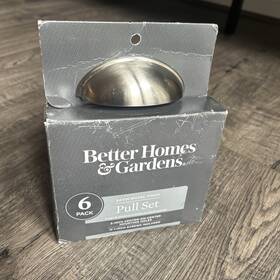 Bhs002008090042 Better Homes & Gardens New Satin Nickel Finish Drawer Pull Set 6 Pk