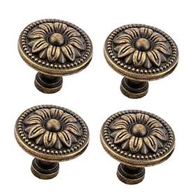 Bfybest 791715622440 Pull Handle Metal Flower Shape Cabinet Drawer Door Knob Bronze Tone