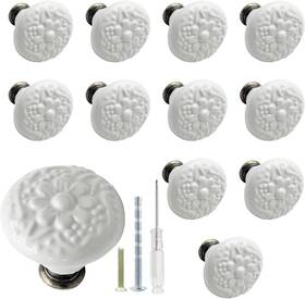 Qy20231024-01000 Biaungdo 12 Pcs White Ceramic Kitchen Cabinet Knobs Retro Dresser