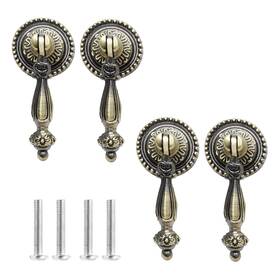 Qy220106-0008 Biaungdo 4 Pack Antique Style Bronze Tear Drop Knobs Pulls Zinc Green