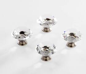 Bino 841179100128 Crystal Drawer Knobs 4 Pack Satin Nickel Clear Glass Cabinet Pulls