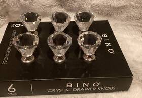 Bino 841179122595 6 Knobs Crystal Cut Glass Diamond Prism Facets Pulls Door Drawer Hardware