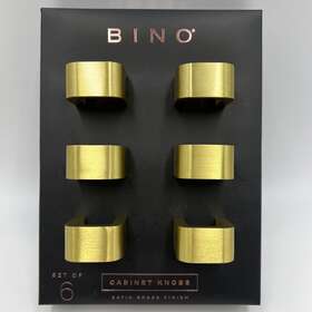 Bino 841179172422 6 Pack Satin Brass Cabinet Knobs 1 Inch Diameter 25mm Dresser Modern Square
