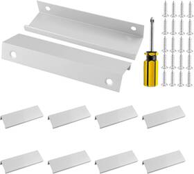 Bivethoi 313050910916 10pcs 3.15in Aluminum Finger Edge Pull Handles Hidden Right Angle Cabinet Drawe