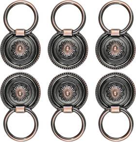 Ty220622-402 Bivethoi 6pcs Red Bronze Cabinet Knobs Drop Ring Drawer Pulls Round Dresser