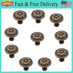 Bnafes 445028674605 Metal Flower Cabinet Knobs 10 Pcs Bronze Tone Pull Handle