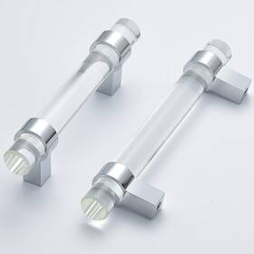 Bonkudoo 653858390290 5 Pack Glass Drawer Pulls Cabinet Handles Crystal Dresser 3 Inch Hole