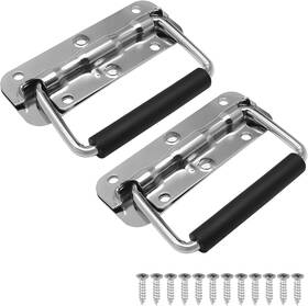Bonsicoky 445008591526 2 Pcs 4.33 Inch Spring Loaded Handle With Rubber Grip Surface Mount Chest Fo
