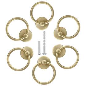 Jr0100 Bonsicoky 6pcs Round Ring Drawer Pulls Matte Gold Handle Knobs For Cabinet Dre