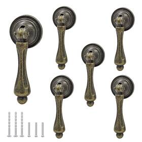 Jr0106 Bonsicoky 6pcs Antique Bronze Tear Drop Pulls Vintage Cabinet Decorative Pull