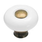 Bp856-30 Amerock White Round Cabinet Knob With Burnished Brass 026634101623