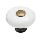 Bp878-30 Amerock Lot White Porcelain Cabinet Knob Pull Brass Stem Usa