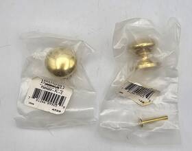 Brainerd 781266099259 Pair Solid Brass Cabinet Knobs Drawer Pulls Round With Screws New
