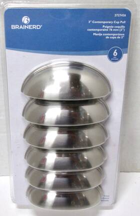 Brainerd 885785078075 New 6 Pack 3 Inch Cup Pull Satin Nickel - Contemporary Cabinets