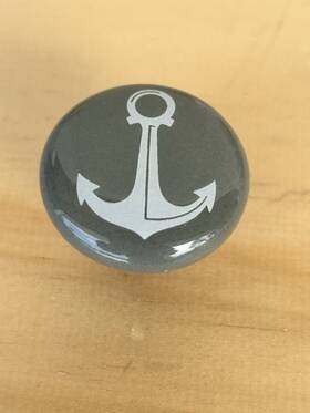Brainerd 885785861226 Cabinet Dresser Draw Pull Knobs - Set Of 6 Anchor Coastal Nautical Ceramic