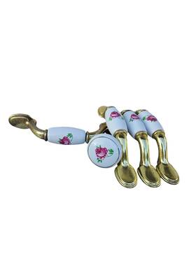 P50023v-pbw-c7 Brainerd Ceramic And Polished Brass Cabinet Pull Handles White Center Pink Rose