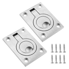 Branded 445019476454 2pcs Flush Pull Ring Handles 2.5 Inch X 1.8 Hidden Recessed Furniture Handle 304 S