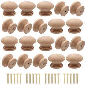 Branded 784300936176 Wooden Cabinet Knobs 20pcs Unfinished Mushroom Drawer For Dressers New
