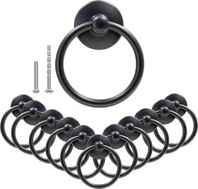 Jr0099 Branded 12pcs Round Ring Drawer Pulls Matte Black Handle Knobs For Cabinet D