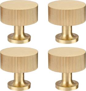 Branded01 744110866438 4 Pcs Solid Brass Cabinet Knobs Pulls Drawer Dresser Gold Modern