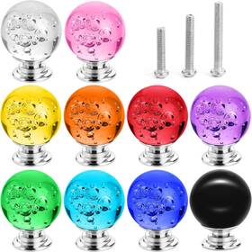 Hu-xi-49 Branded01 10 Pcs Colorful Cabinet Knobs Round Glass Bubbles 30mm Smooth Drawer Pulls
