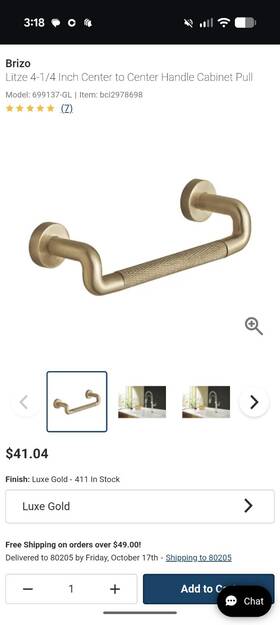 699137-blsl Brizo Brizolitze 4-1/4 Inch Handle Cabinet Pull Luxe Gold