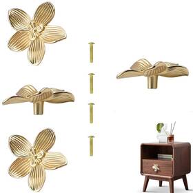 Hk010 Brosay Gold Flower Drawer Knobs Creative Petal Kitchen Cabinet Dresser F