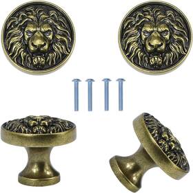 Hk038 Brosay Cabinet Knobs Antique Lion Head Drawer Pulls Gold Animal Dresser Kn