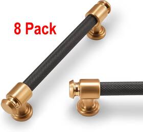 B0c6kl62xk Bukobyhe 8 Pack 5 Inch Black And Champagne Bronze Kitchen Cabinet Handles Knurled
