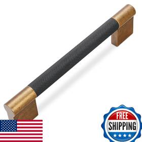 B0d9p6vnhf Bukobyhe 10 Pack 5 Inch Black And Antique Brass Kitchen Cabinet Handles Knurled